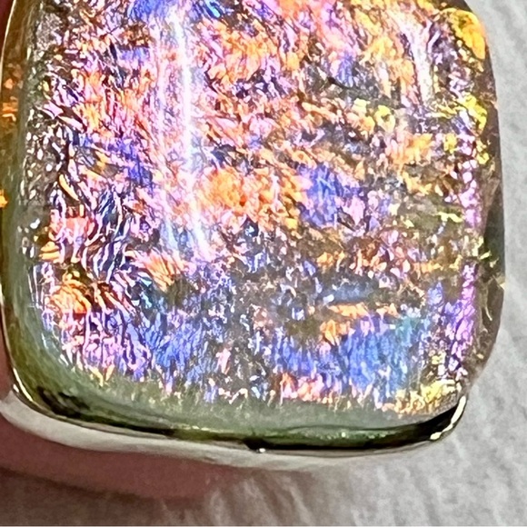 Artisan-made Sterling Silver and Glass Iridescent Earrings - Picture 4 of 14